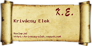 Krivácsy Elek névjegykártya