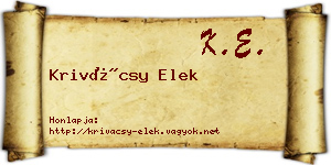 Krivácsy Elek névjegykártya